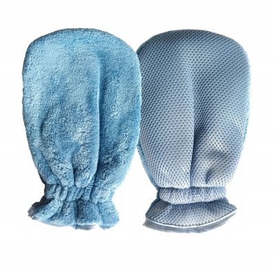 RĘKAWICA DO MYCIA ZAMSZ+MIKROFIBRA NIEBIESKA