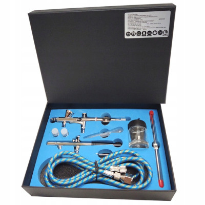 ZESTAW AEROGRAF Z 3 DYSZAMI WĄŻ SŁOIK 0,2 0,3 0,5