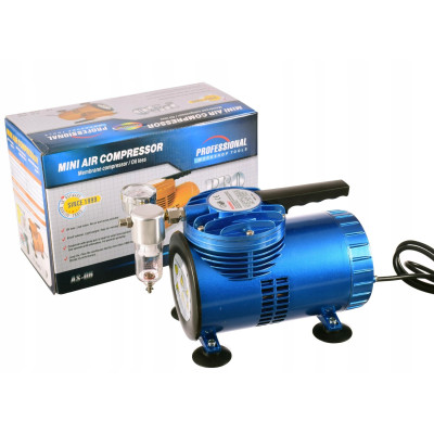 Wydajny kompresor membranowy do aerografu z filtrem i manometrem AS06-1
