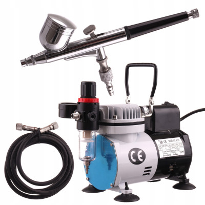 Kompresor modelarski do aerografu z wentylatorem AF18K-2 + aerograf 0,3mm