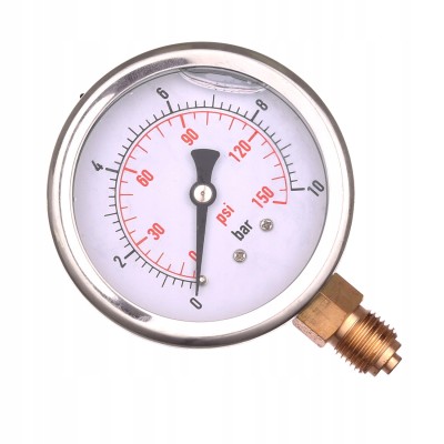 Manomet ciśnieniomierz Zegar Glicerynowy 63mm 0-10 bar Gwint 1/4” Dolny