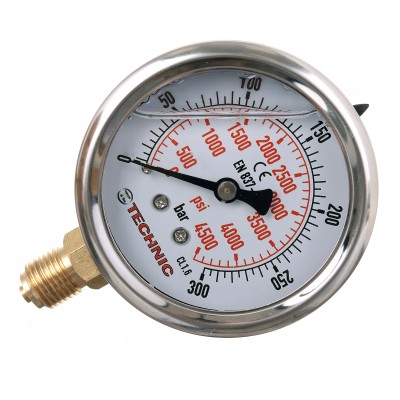 Manometr Glicerynowy Ciśnieniomierz Zegar 63mm 0-300 bar Gwint 1/4” Dolny