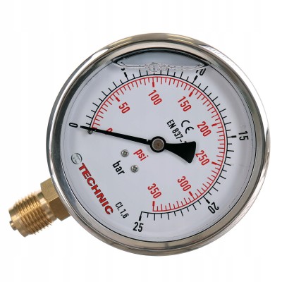 Manometr gliceryn. YT100GL-1/2" 0-25 bar 100mm dolny gwint