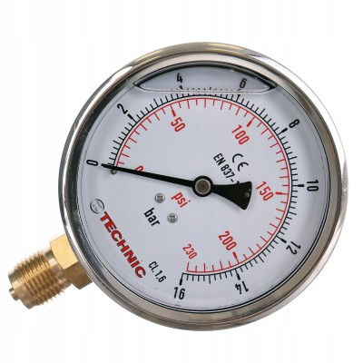 Manometr gliceryn. YT100GL-1/2" 0-16 bar 100mm dolny gwint