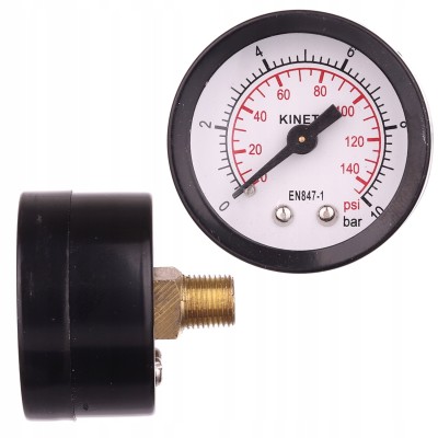 Manometr 0-10 bar 1/8″ metalowy Boczne Mocowanie Tarcza 40mm