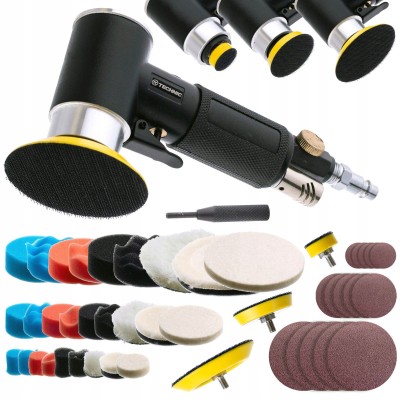 Szlifierka Polerka Pneumatyczna Gąbki Futra Filce 25mm 50mm 75mm KPL 48szt