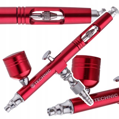 Aerograf Modelarski z Dyszą 0,3mm DOUBLE ACTION Do Malowania AB-140 RED