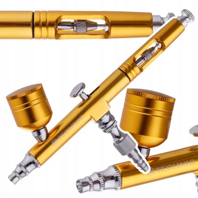 Aerograf Modelarski z Dyszą 0,3mm DOUBLE ACTION Do Malowania AB-140 GOLD