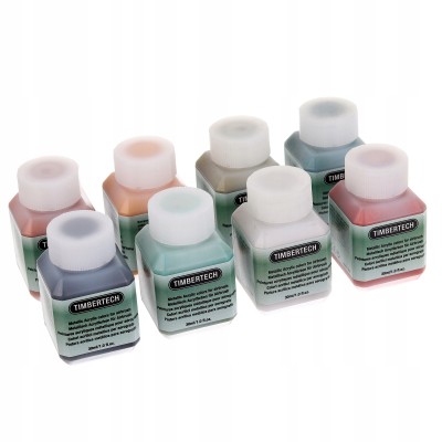 Profesjonalne metaliczne farby akrylowe do aerografu 8x30ml Timbertech